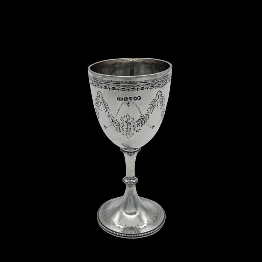 19th Century Antique Victorian Silver Wine Goblet London 1876 Alexander Macrae - 3