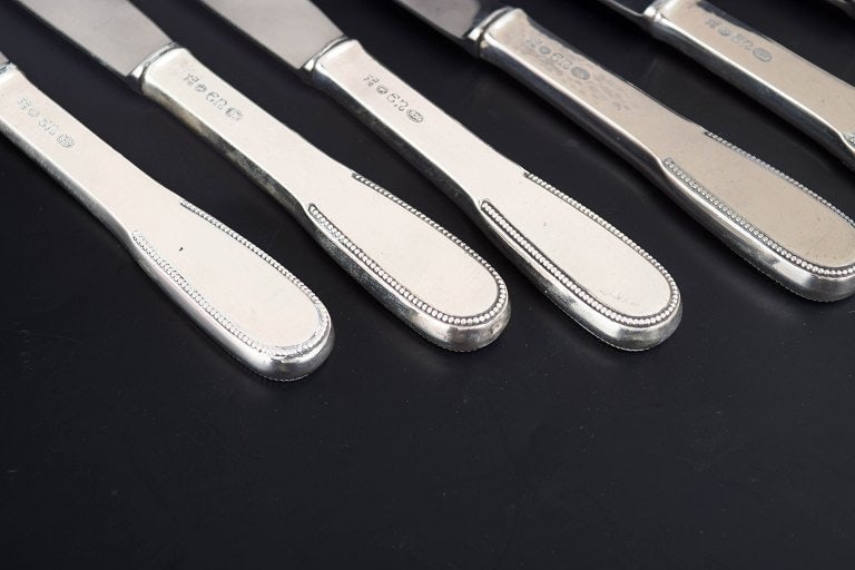 Evald Nielsen, Denmark. Set of six fruit knives in sterling silver and stainless steel. Approx. - 3