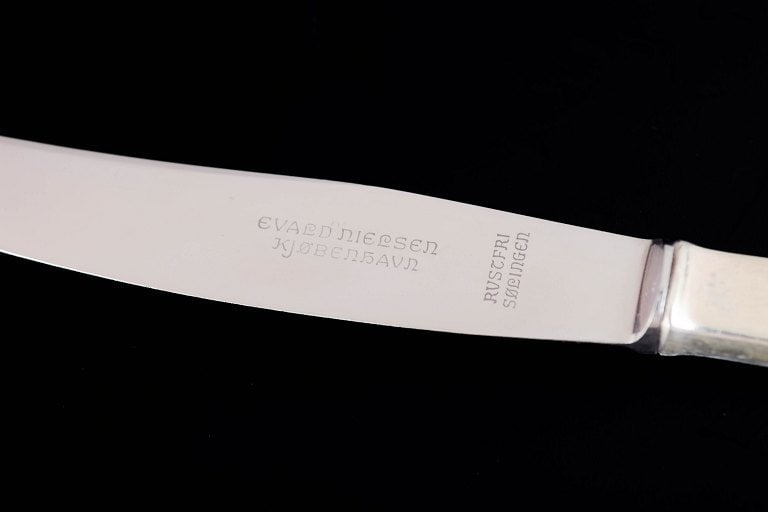 Evald Nielsen, Denmark. Set of six fruit knives in sterling silver and stainless steel. Approx. - 4