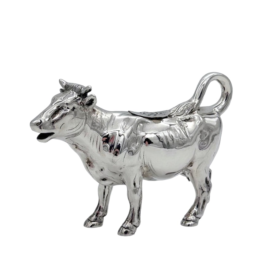 20th Century Antique Sterling Silver Large Cow Creamer Hanau Germany Circa 1900 - 2