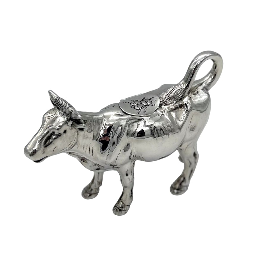 20th Century Antique Sterling Silver Large Cow Creamer Hanau Germany Circa 1900 - 3