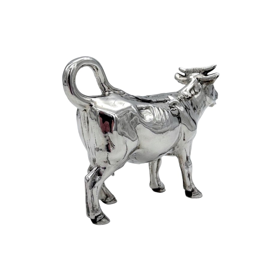 20th Century Antique Sterling Silver Large Cow Creamer Hanau Germany Circa 1900 - 4