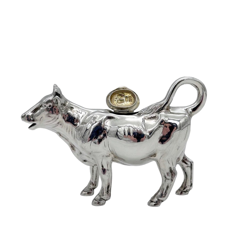 20th Century Antique Sterling Silver Large Cow Creamer Hanau Germany Circa 1900 - 5