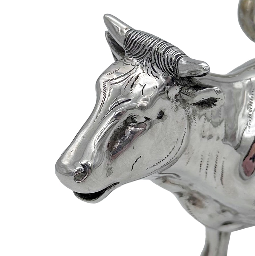 20th Century Antique Sterling Silver Large Cow Creamer Hanau Germany Circa 1900 - 6