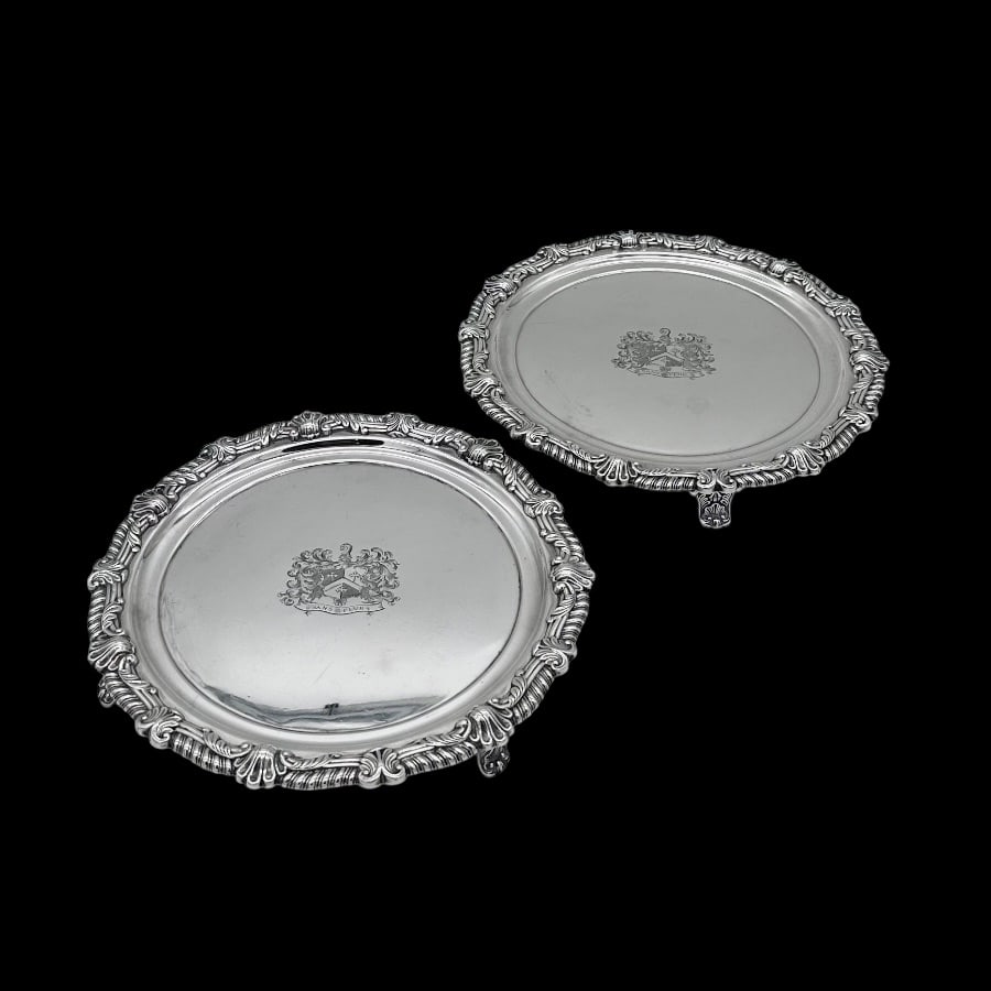 Early 19th Century Antique George III Silver Pair Salvers Sheffield 1812 S C Younge & Co (1 of 9)
