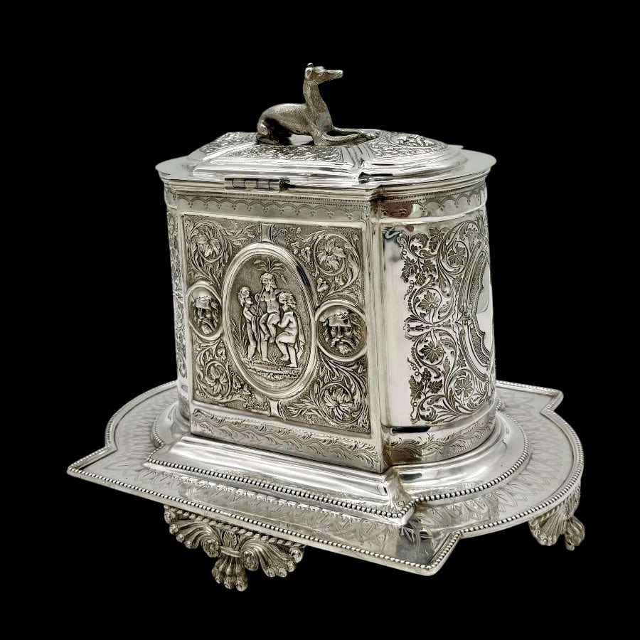 19th Century Antique Victorian Silver Large Biscuit Box Sheffield 1878 John Newton Mappin - 6