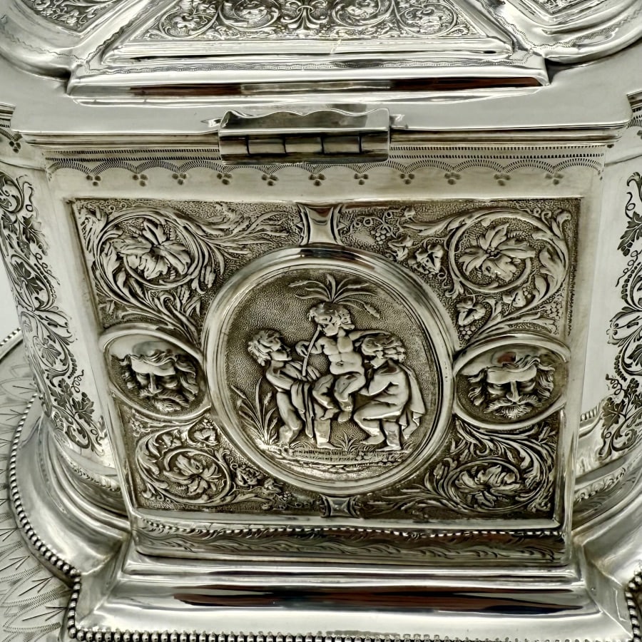 19th Century Antique Victorian Silver Large Biscuit Box Sheffield 1878 John Newton Mappin - 9
