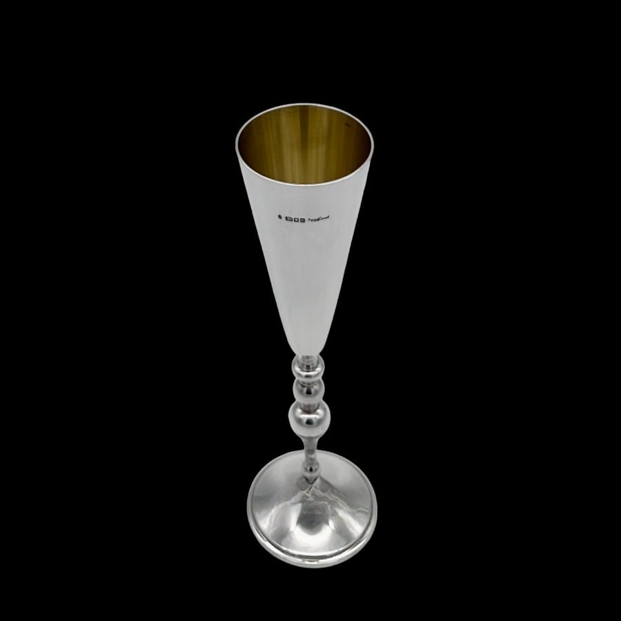 20th Century Modern Sterling Silver Champagne Flute London 1998 Asprey & Garrard - 2