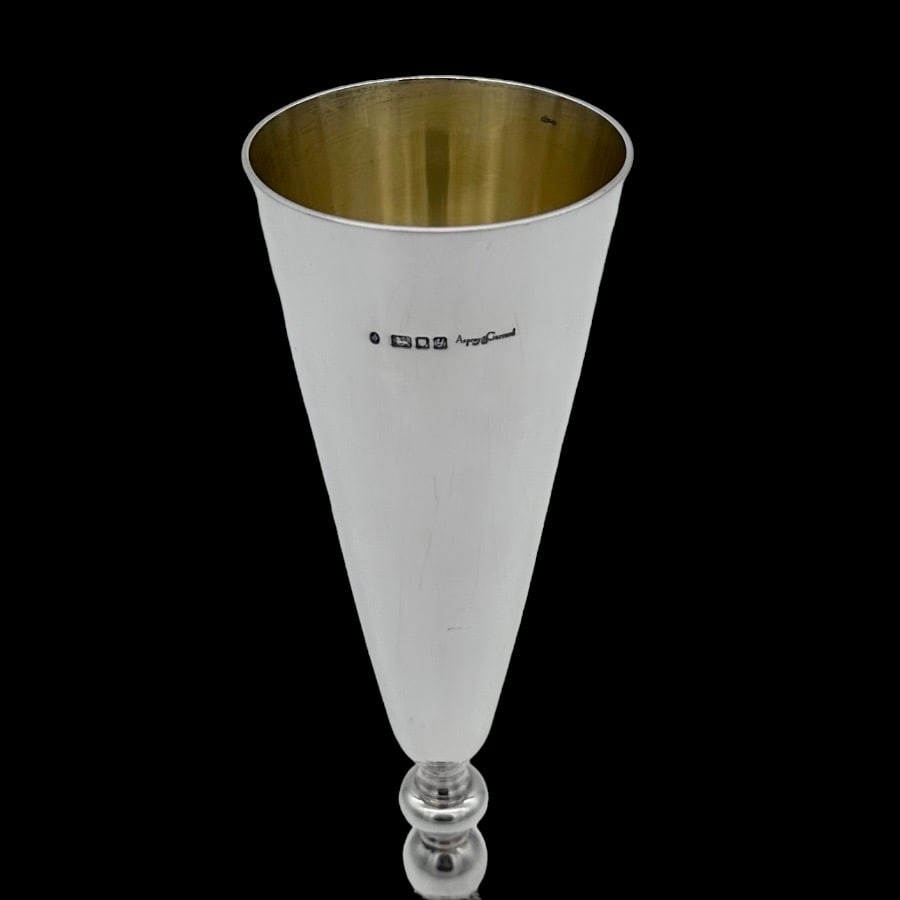 20th Century Modern Sterling Silver Champagne Flute London 1998 Asprey & Garrard - 5
