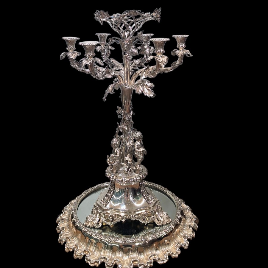 19th Century Antique Victorian Large Silver Centrepiece & Plateau London 1867 Alexander Macrae - 3