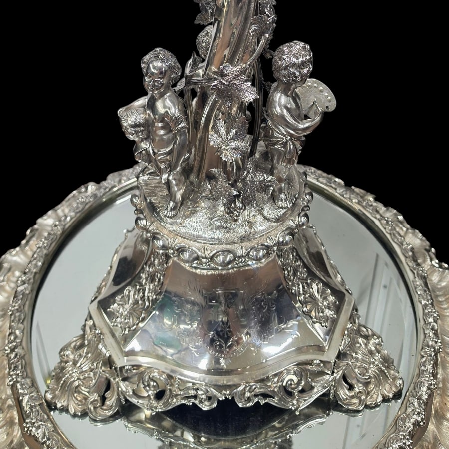 19th Century Antique Victorian Large Silver Centrepiece & Plateau London 1867 Alexander Macrae - 4