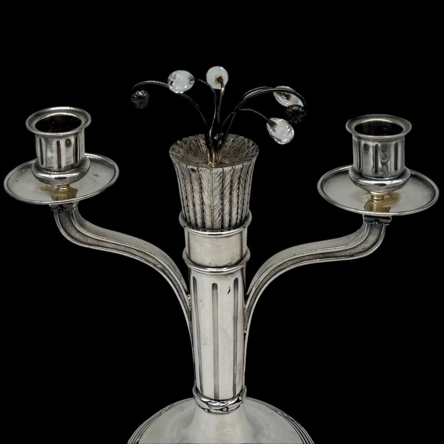 Early 20th Century Modern French Silver Pair Candelabra circa 1930 - 6