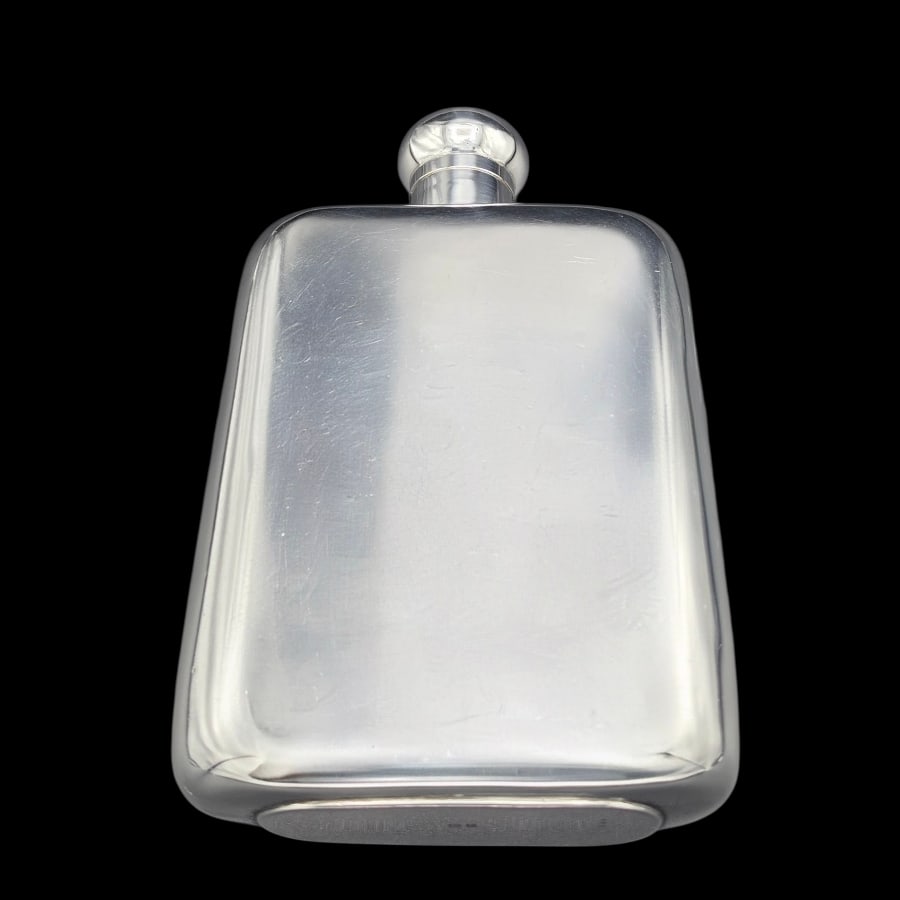 Early 20th Century George V Large Sterling Silver Hip Flask Birmingham 1935 F Burton Crosbee - 3