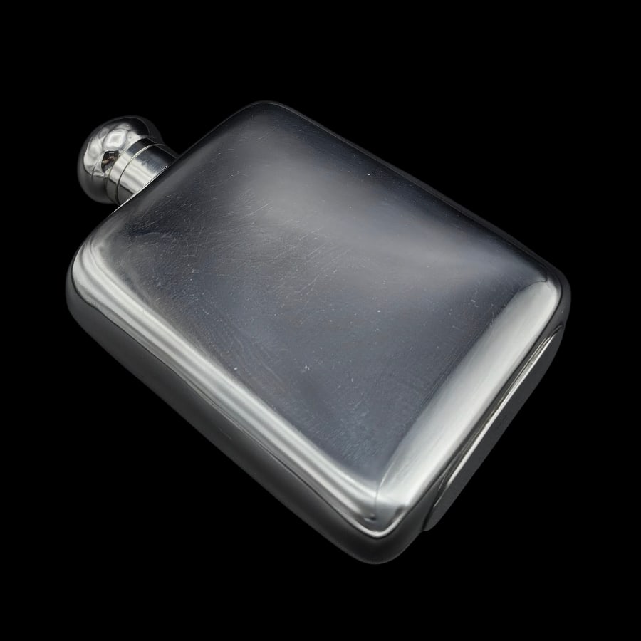 Early 20th Century George V Large Sterling Silver Hip Flask Birmingham 1935 F Burton Crosbee - 4