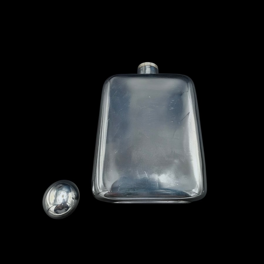 Early 20th Century George V Large Sterling Silver Hip Flask Birmingham 1935 F Burton Crosbee - 5