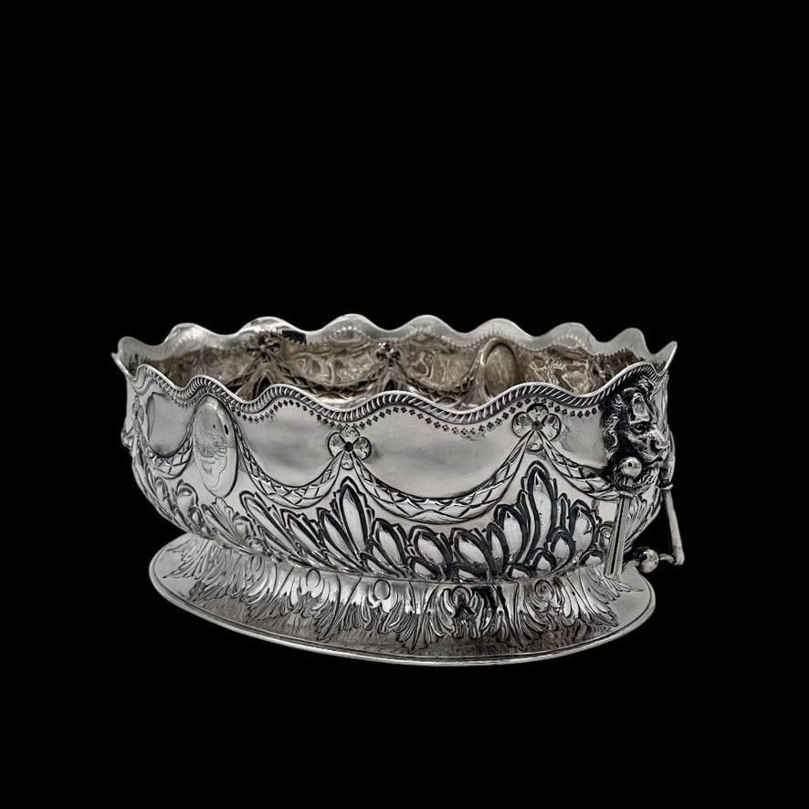 19th Century Antique Victorian Large Oval Sterling Silver Bowl London 1883 Martin Hall & Co Ltd - 6