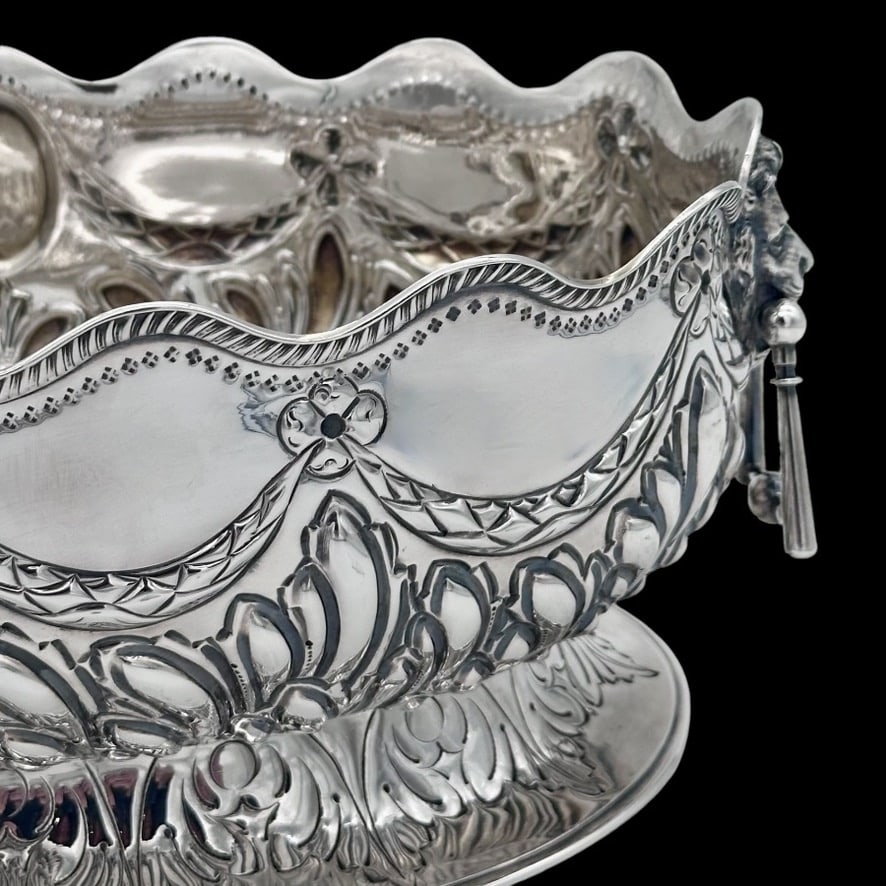 19th Century Antique Victorian Large Oval Sterling Silver Bowl London 1883 Martin Hall & Co Ltd - 8