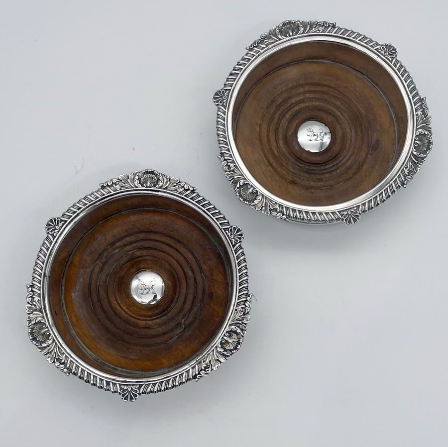 Mid 19th Century Antique Victorian Transitional Period Old Sheffield Pair Wine Coasters Circa - 2