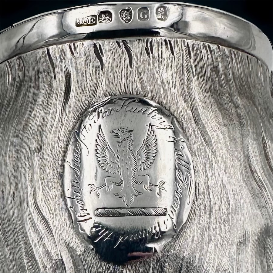 Early 19th Century Antique George III Silver Pair Fox Stirrup Cups London 1802 John Edwards - 9