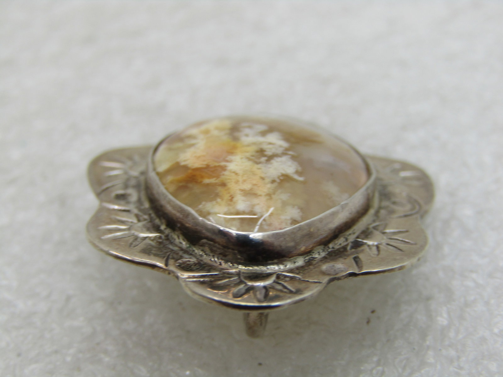Vintage Southwestern Sterling Agate Pendant, Yellow/Tan - 3