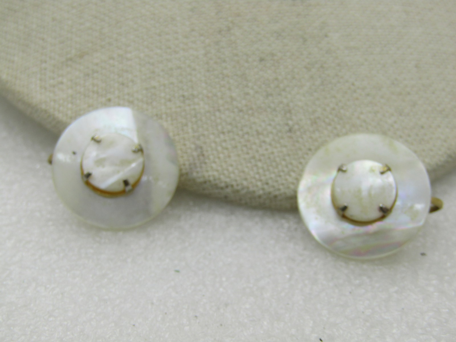Mid-Century Mother-of-Pearl Earrings, Tiered, Clip - 2