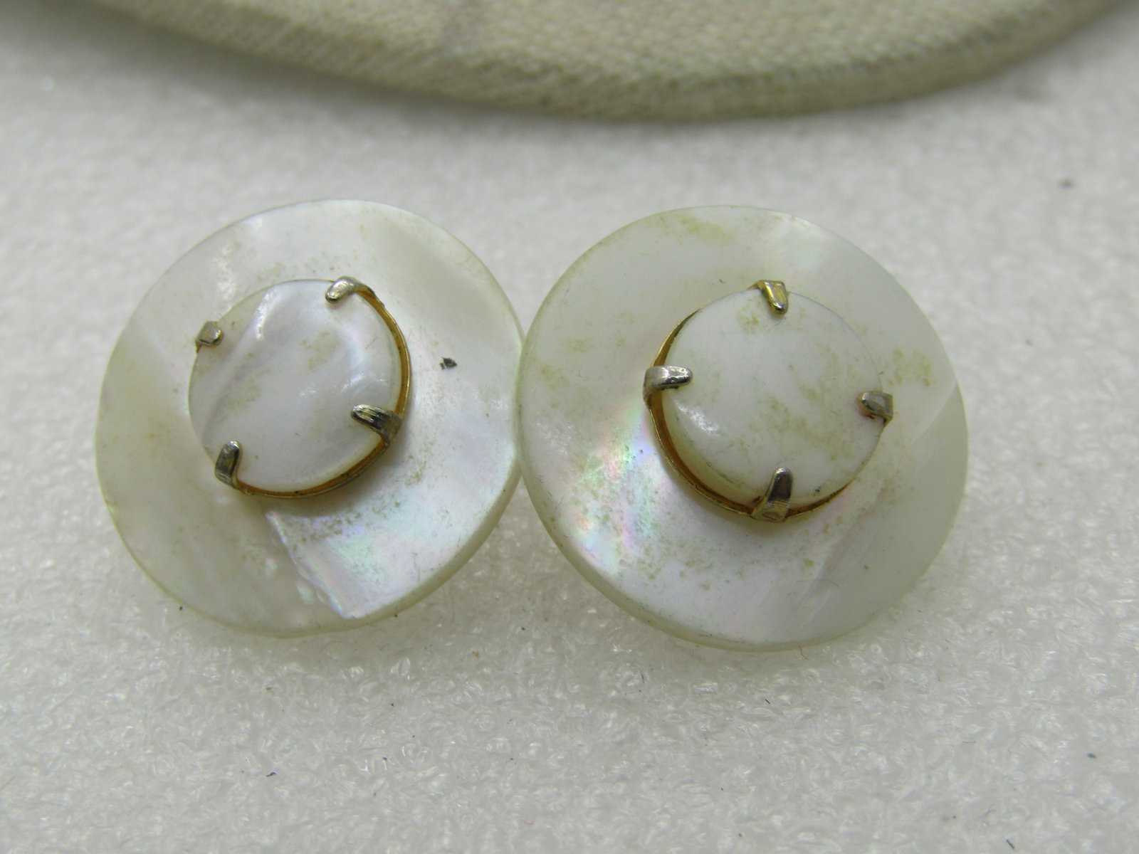Mid-Century Mother-of-Pearl Earrings, Tiered, Clip - 7