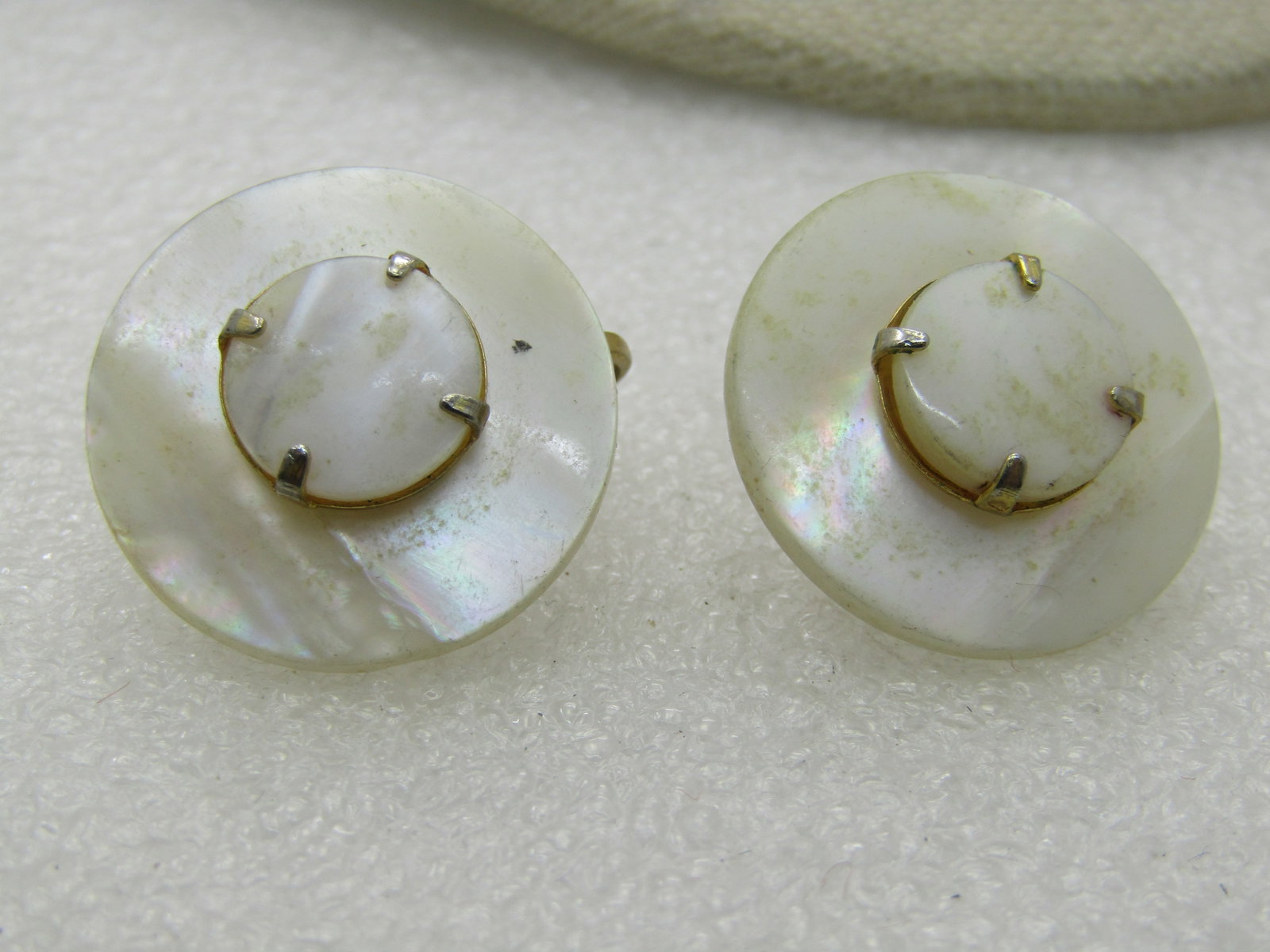Mid-Century Mother-of-Pearl Earrings, Tiered, Clip - 8