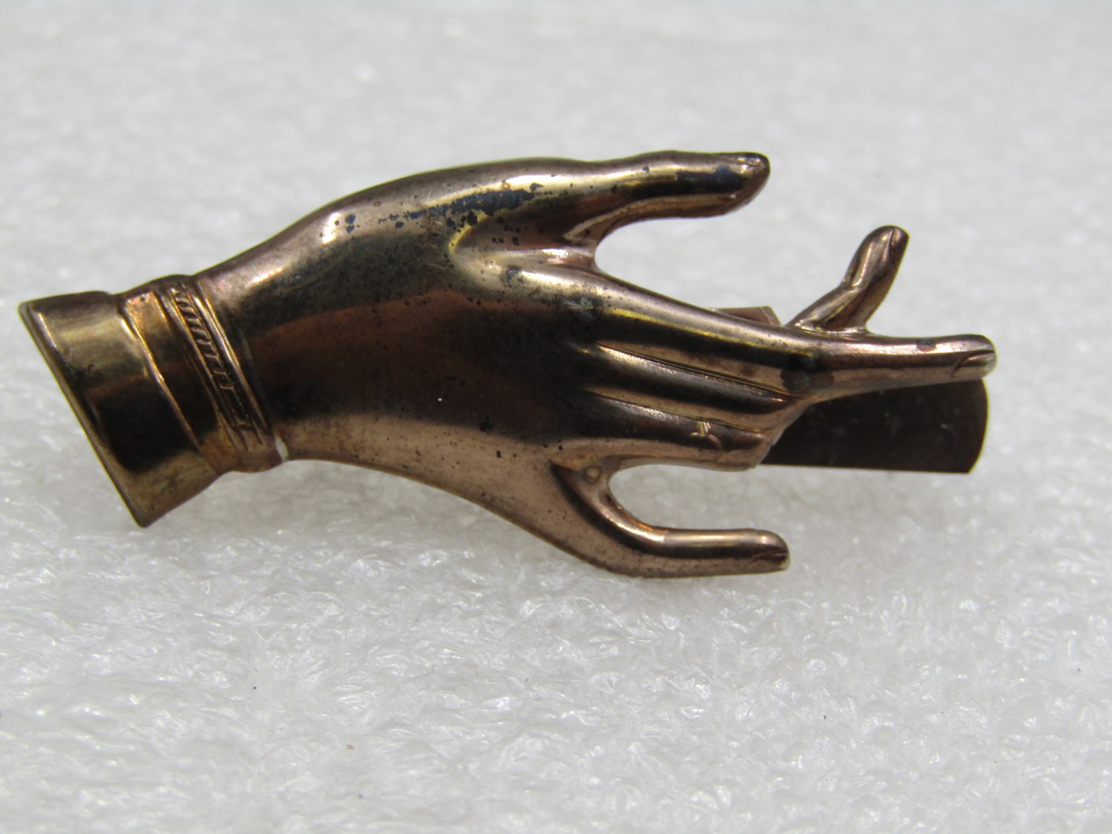Vintage Hand Brooch With Open Area to Hold Something, 1940's-1950's - 5