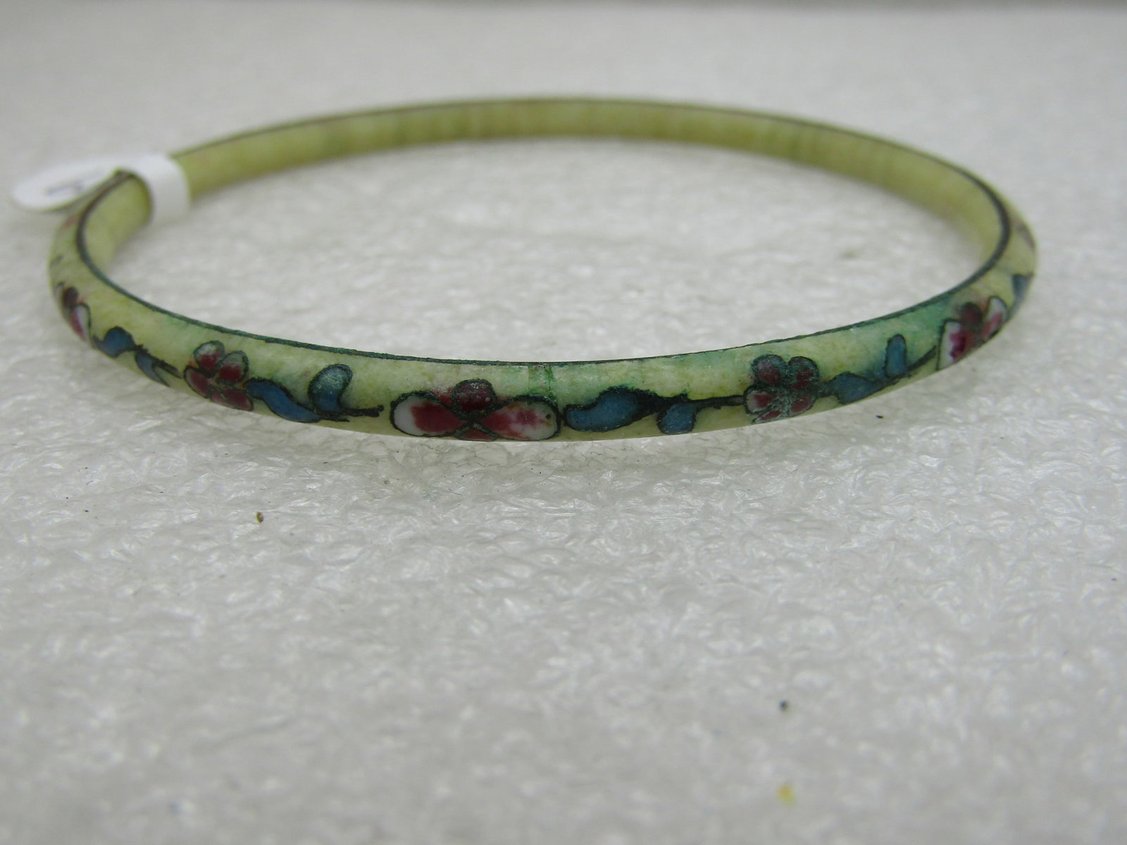Vintage Tan Cloisoinne Floral Bangle Bracelet 7.25" Inside (1 of 5)