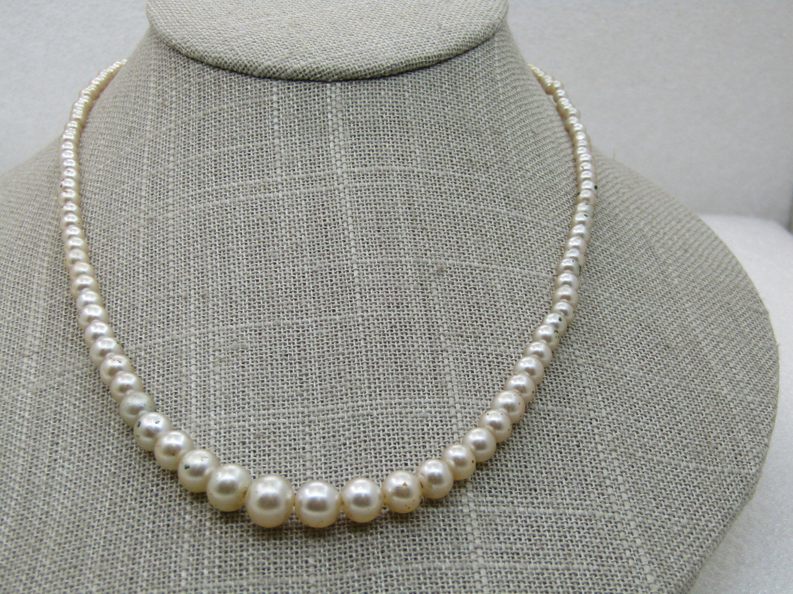 Vintage Graduated Faux Pearl Necklace, 17.5", 2.5mm-7.5mm - 2
