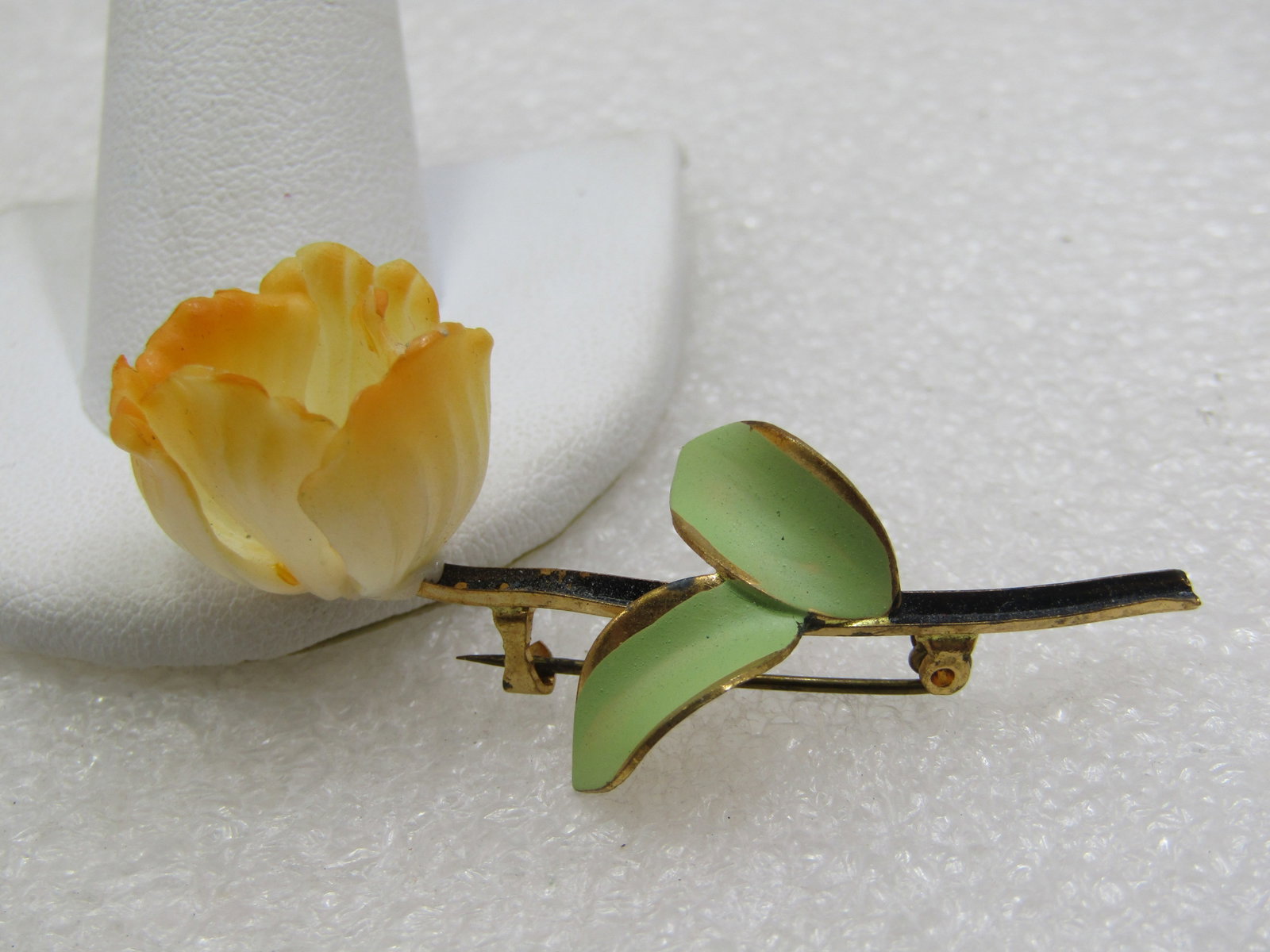Vintage Pale Orange Floral Enameled Brooch, 1940's-1950's - 2