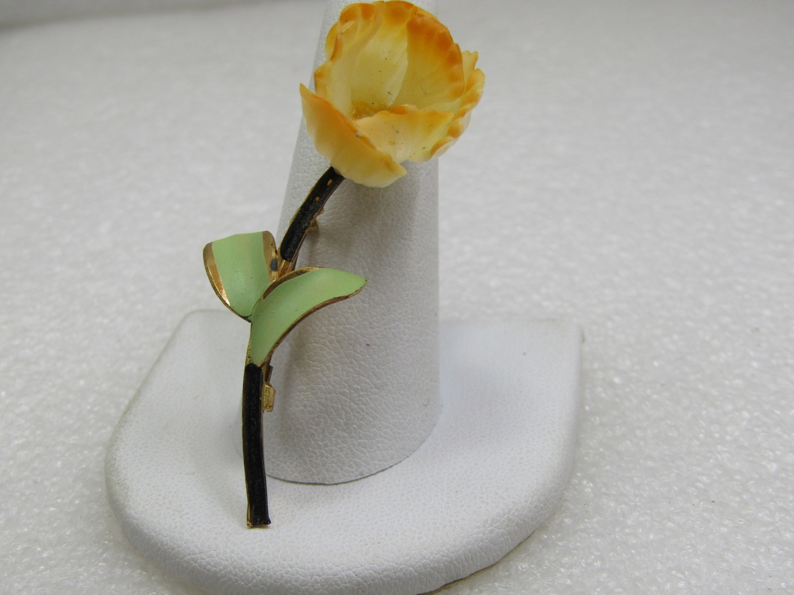 Vintage Pale Orange Floral Enameled Brooch, 1940's-1950's - 3