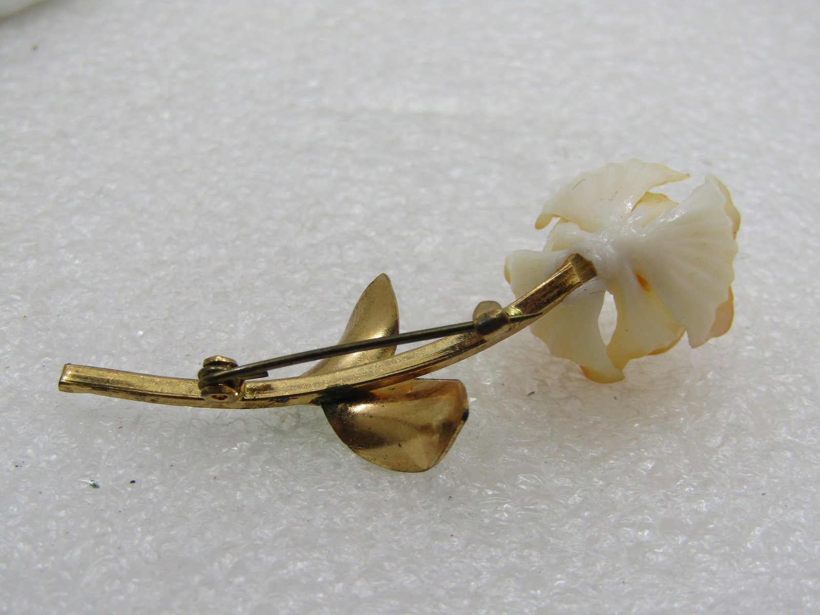 Vintage Pale Orange Floral Enameled Brooch, 1940's-1950's - 5