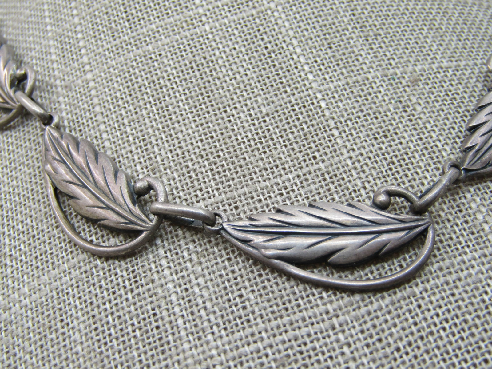 Vintage Sterling Danecraft Leaf Necklace, Wreath, 15", 27.75gr. - 5