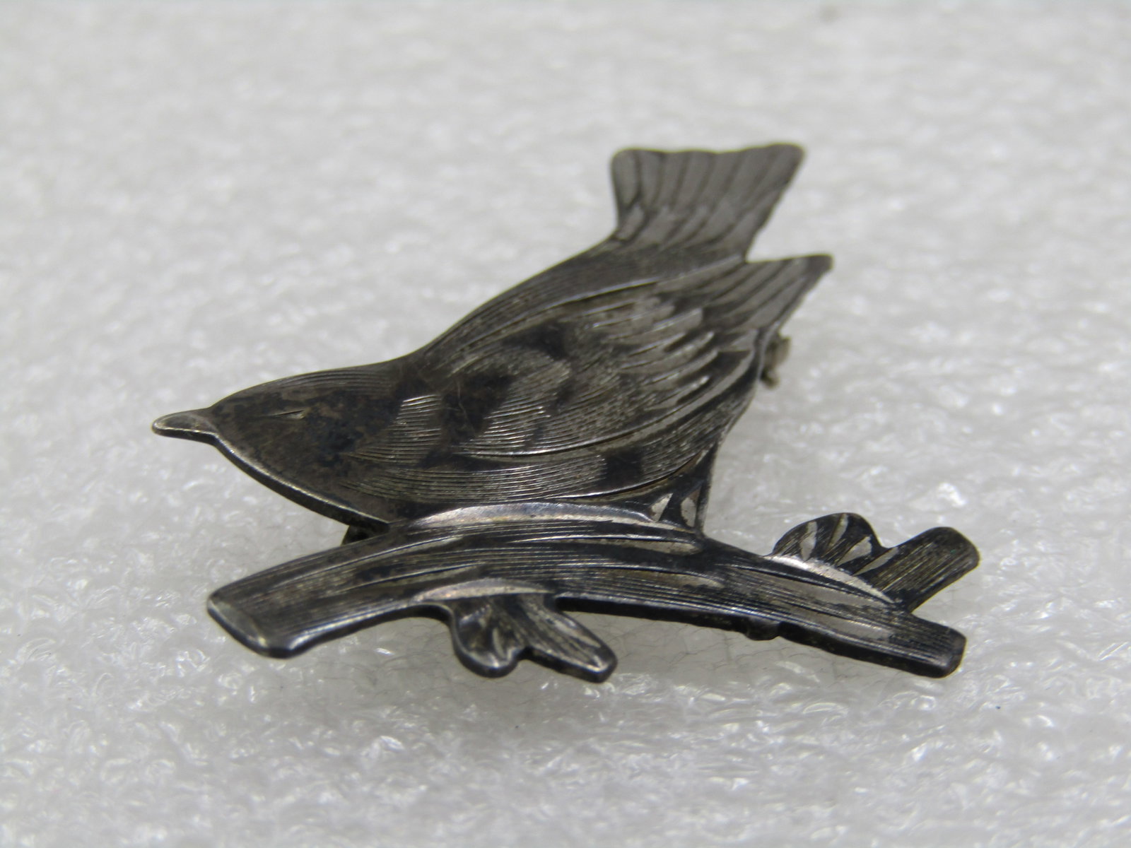 Vintage Sterling Bird on Branch Brooch, 1940's-1950's - 3