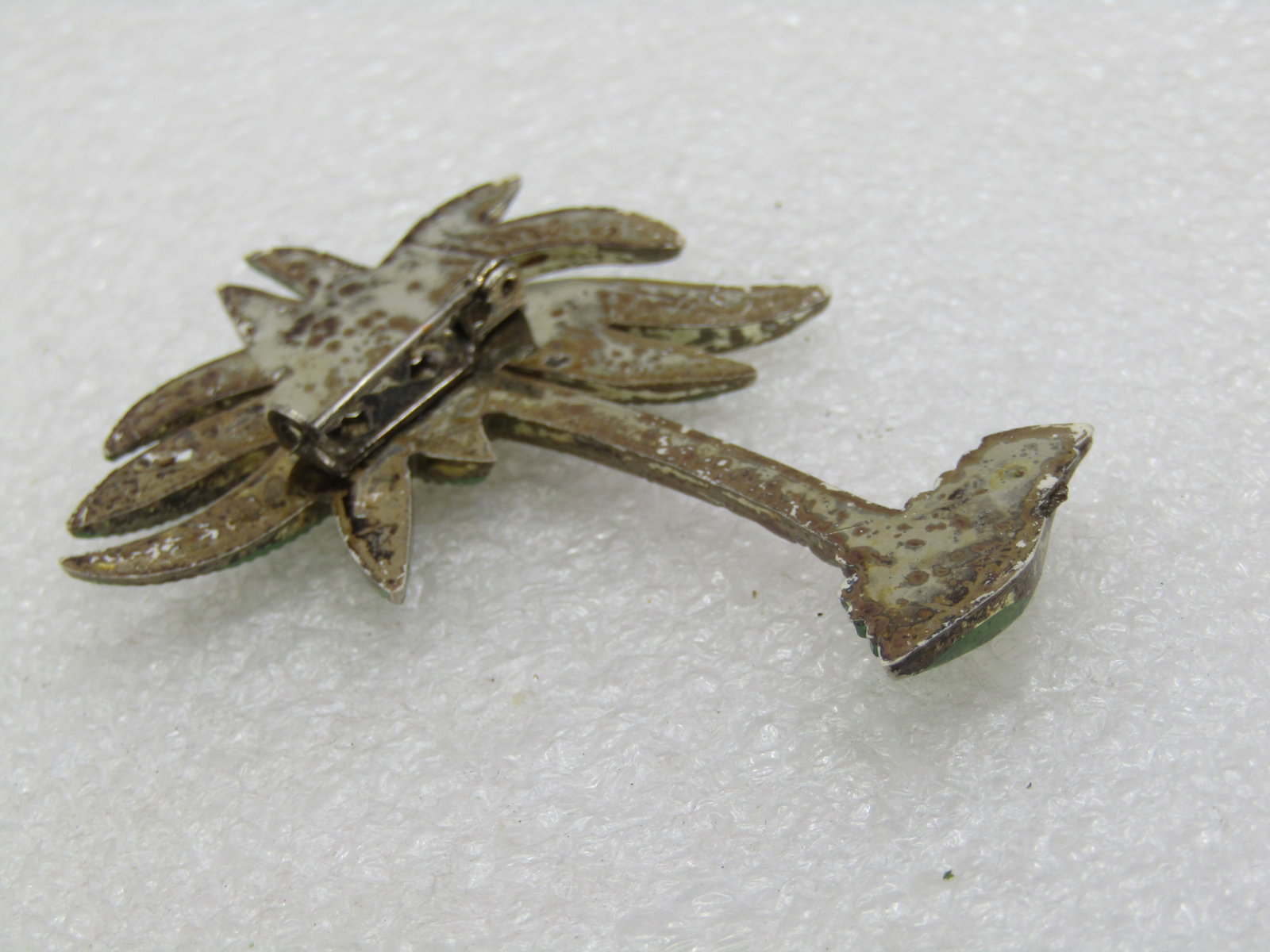 Vintage Painted Coconut Palm Tree Brooch, 1940's-1950's, 2.5" - 4