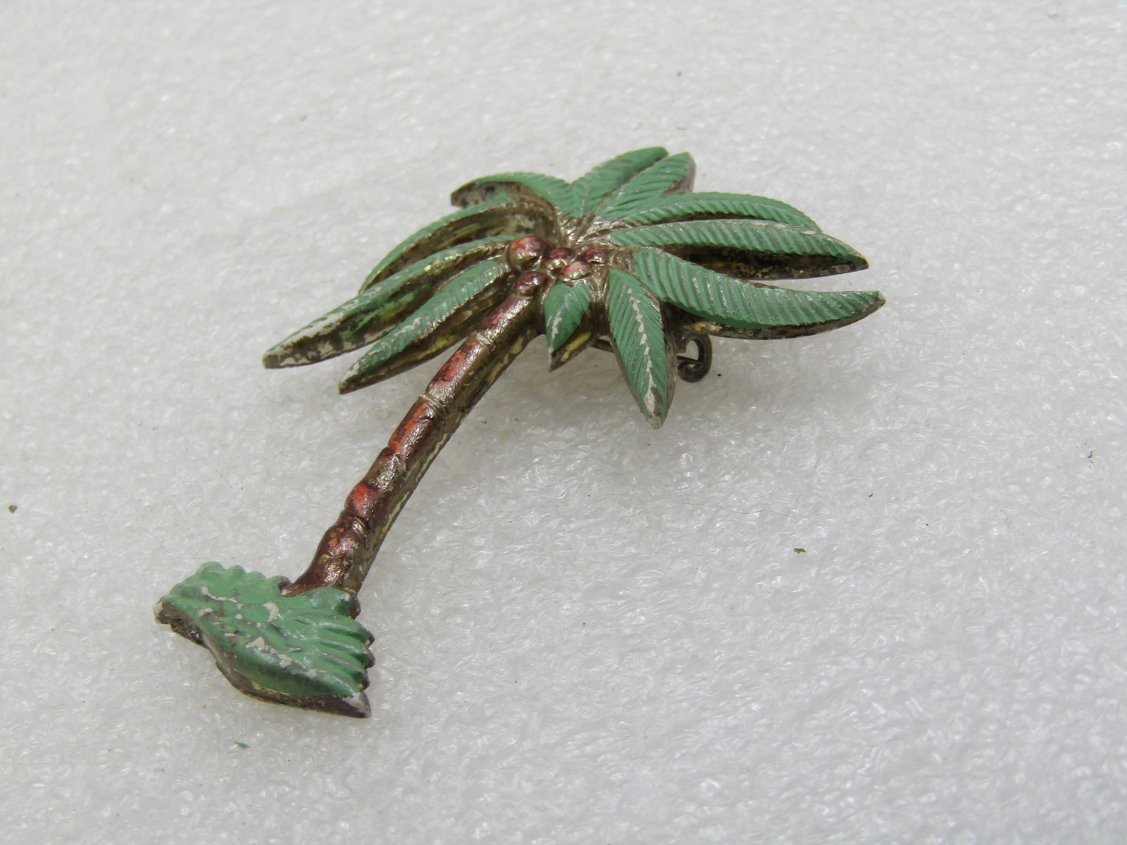 Vintage Painted Coconut Palm Tree Brooch, 1940's-1950's, 2.5" - 5