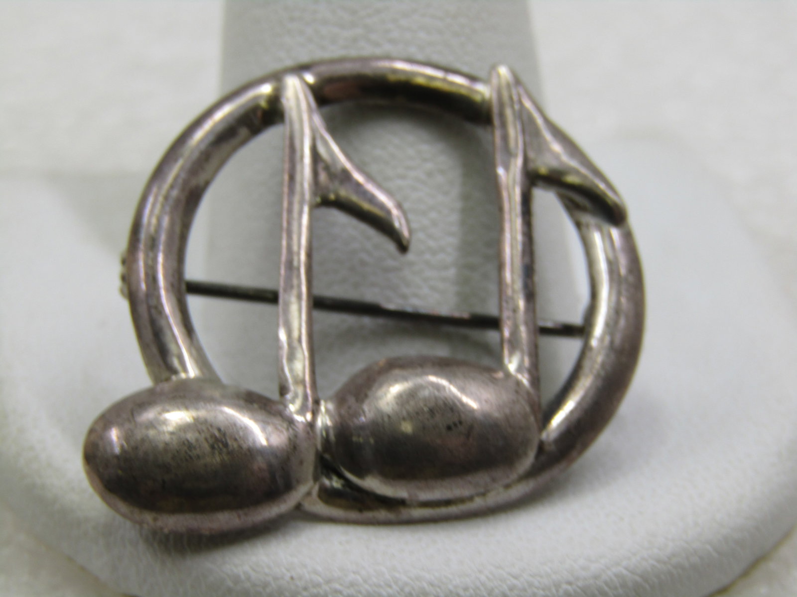 Vintage Sterling Silver Double Note Brooch, 1-1/8", 1950's - 2