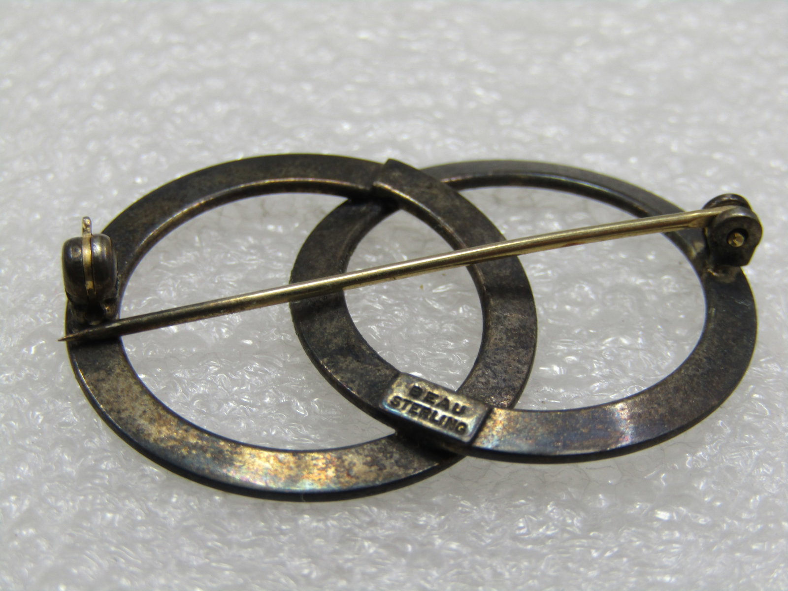 Vintage Beau Sterling Double Circle Brooch, 1940's, 1.5" - 6