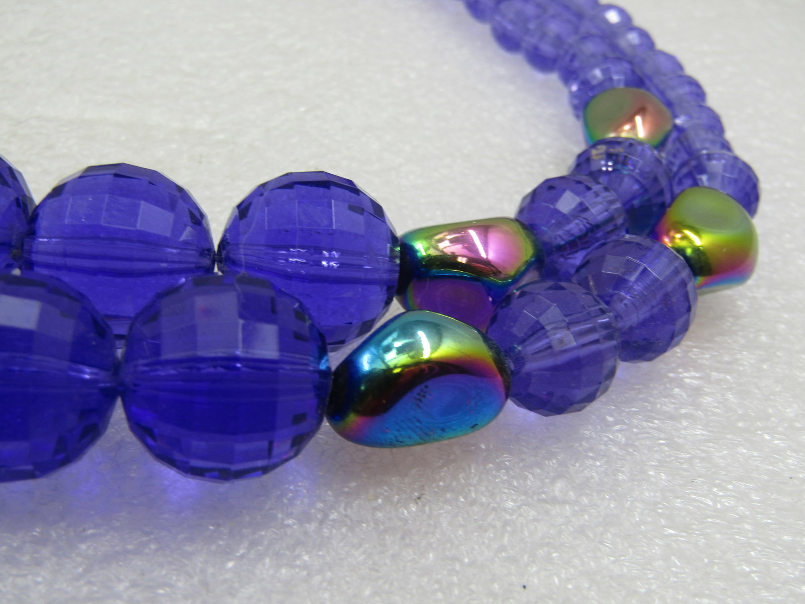 Vintage Double Strand Purple Beaded Necklace, Peacock Beads, 20" - 5