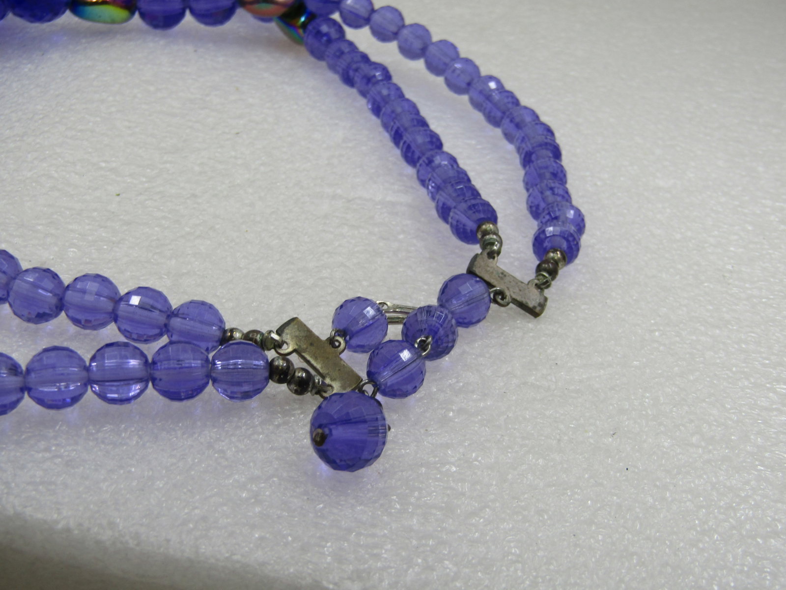 Vintage Double Strand Purple Beaded Necklace, Peacock Beads, 20" - 6