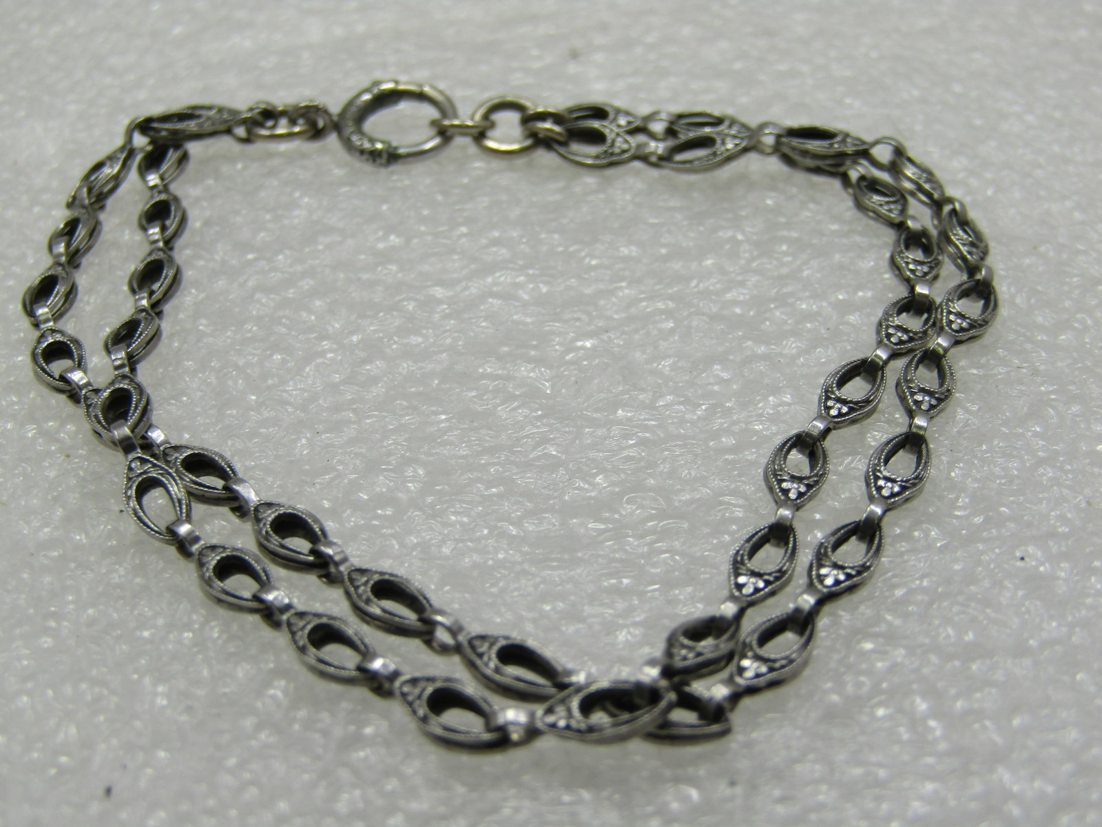 Vintage Silver Double Strand Bracelet, 7.25", MId-Century - 2