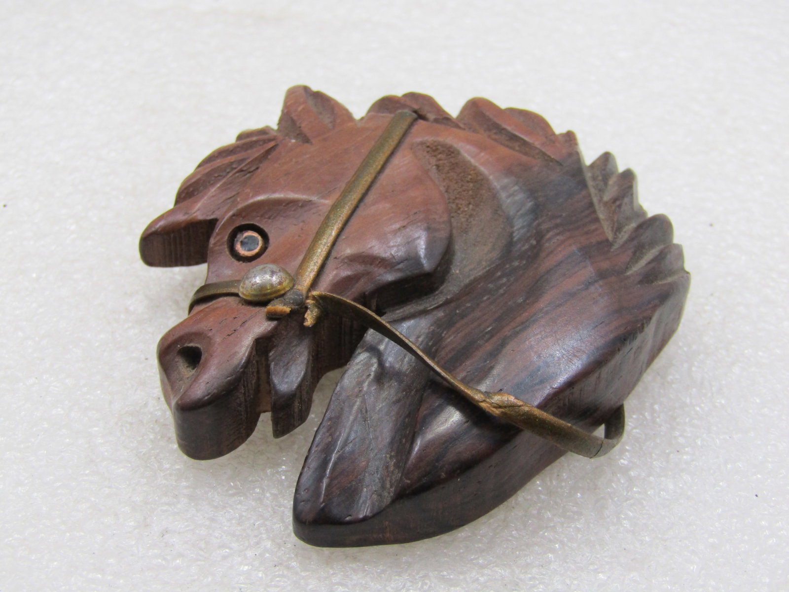 Vintage Carved Wooden Horsehead Brooch, 1940's - 5