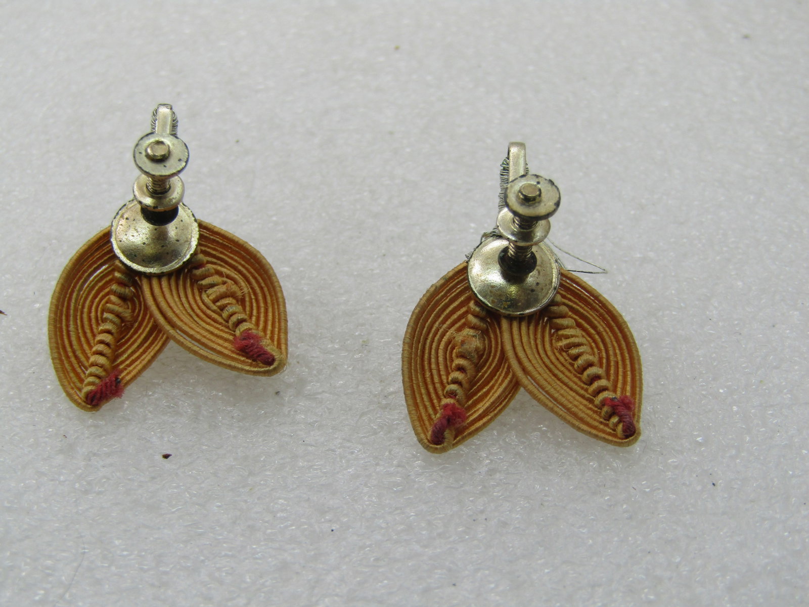 Vintage Silver and Gold Wrapped Butterfly Earrings, Screw Back, Hand Made - 5