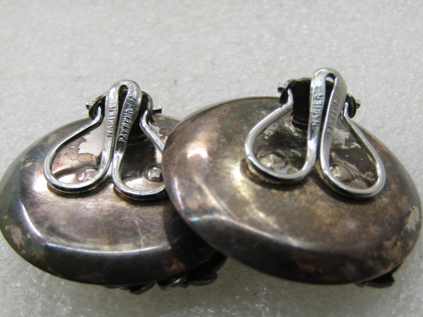 Vintage Sterling Napier Grape Cluster Earrings, Clip. 1.25" - 5