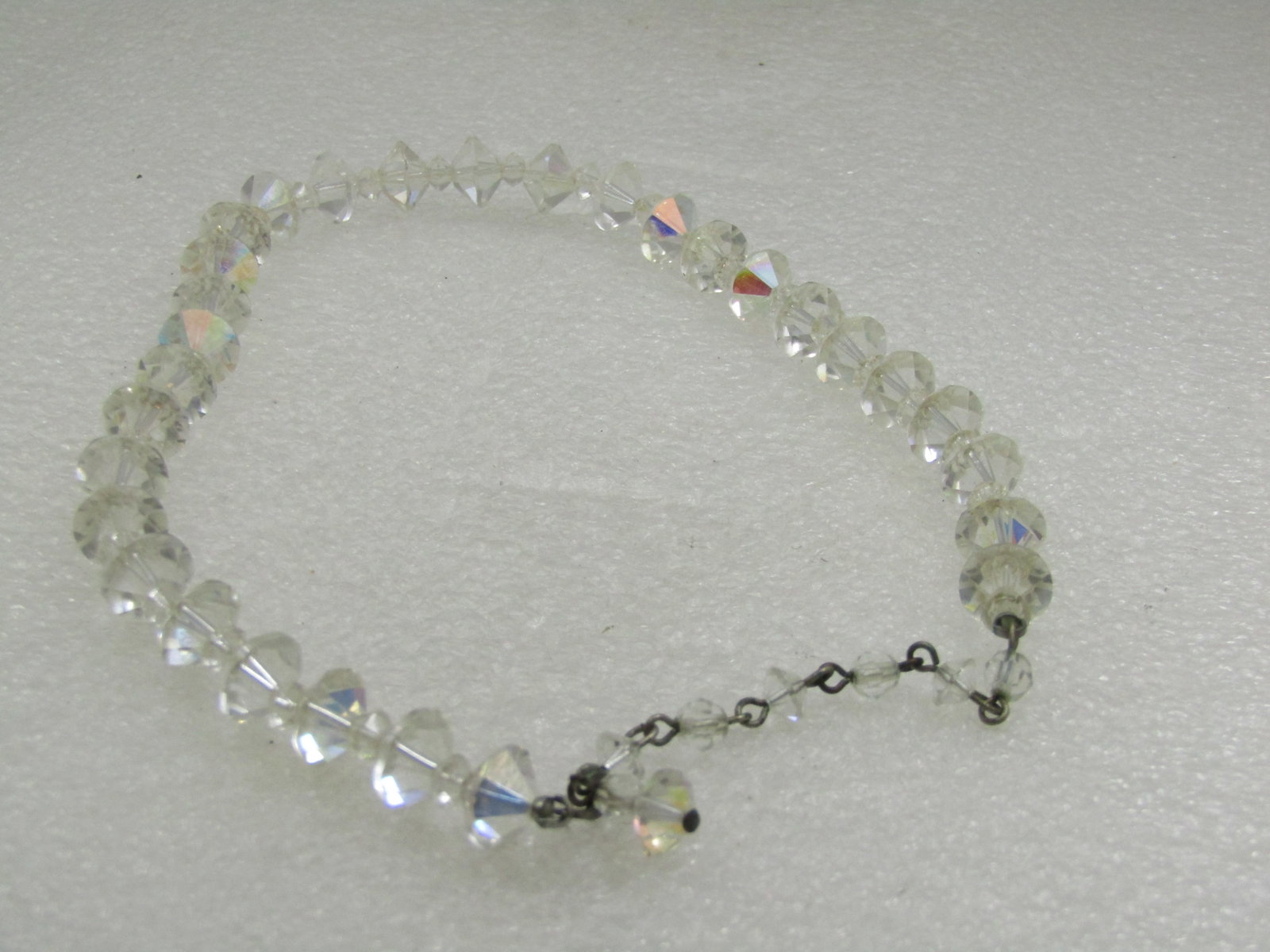 Vintage Crystal Aurora Borealis Beaded Necklace 15.5" - 5