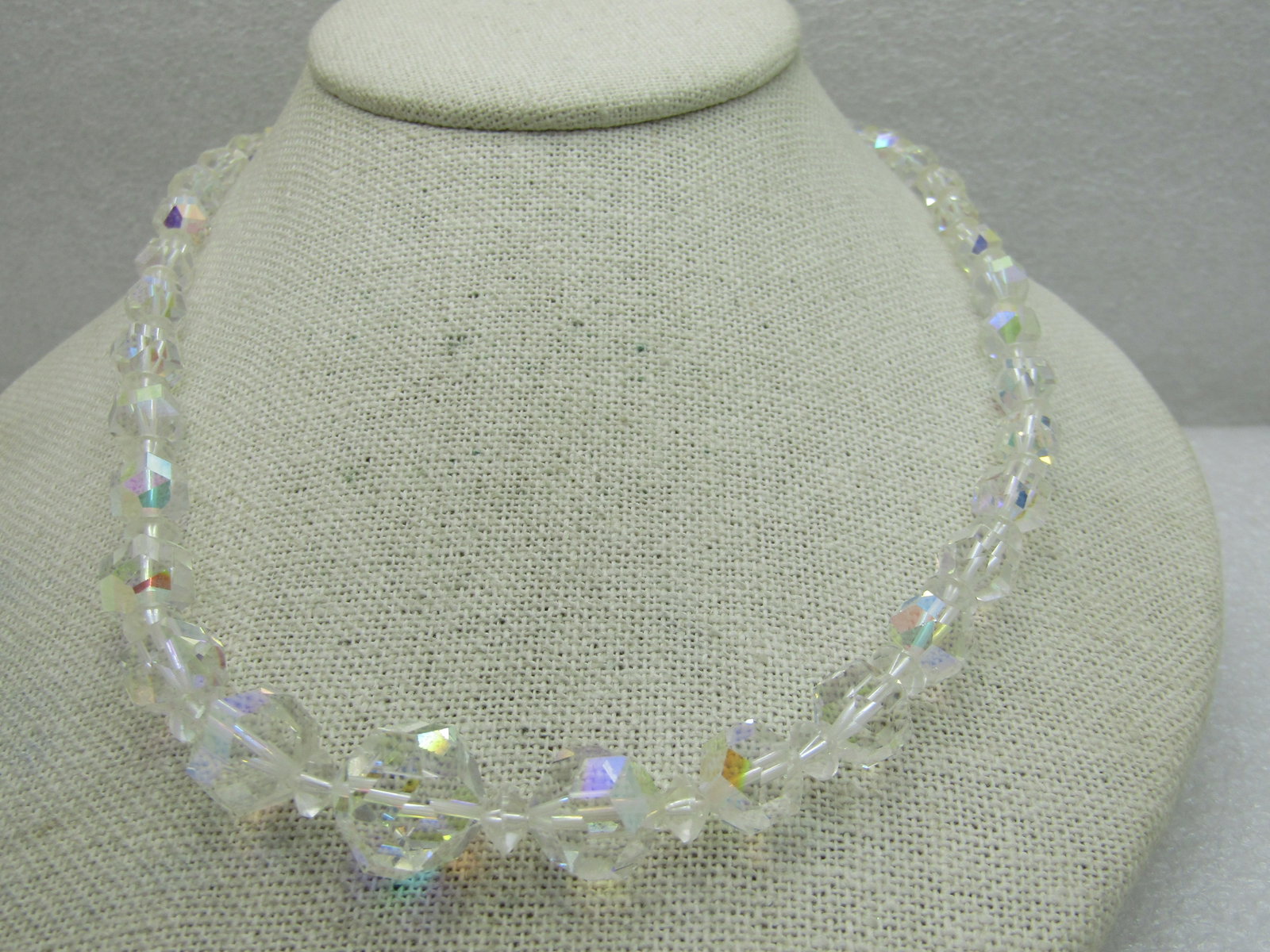 Vintage Aurora Borealis Crystal Necklace, 21", Graduated Beads - 2