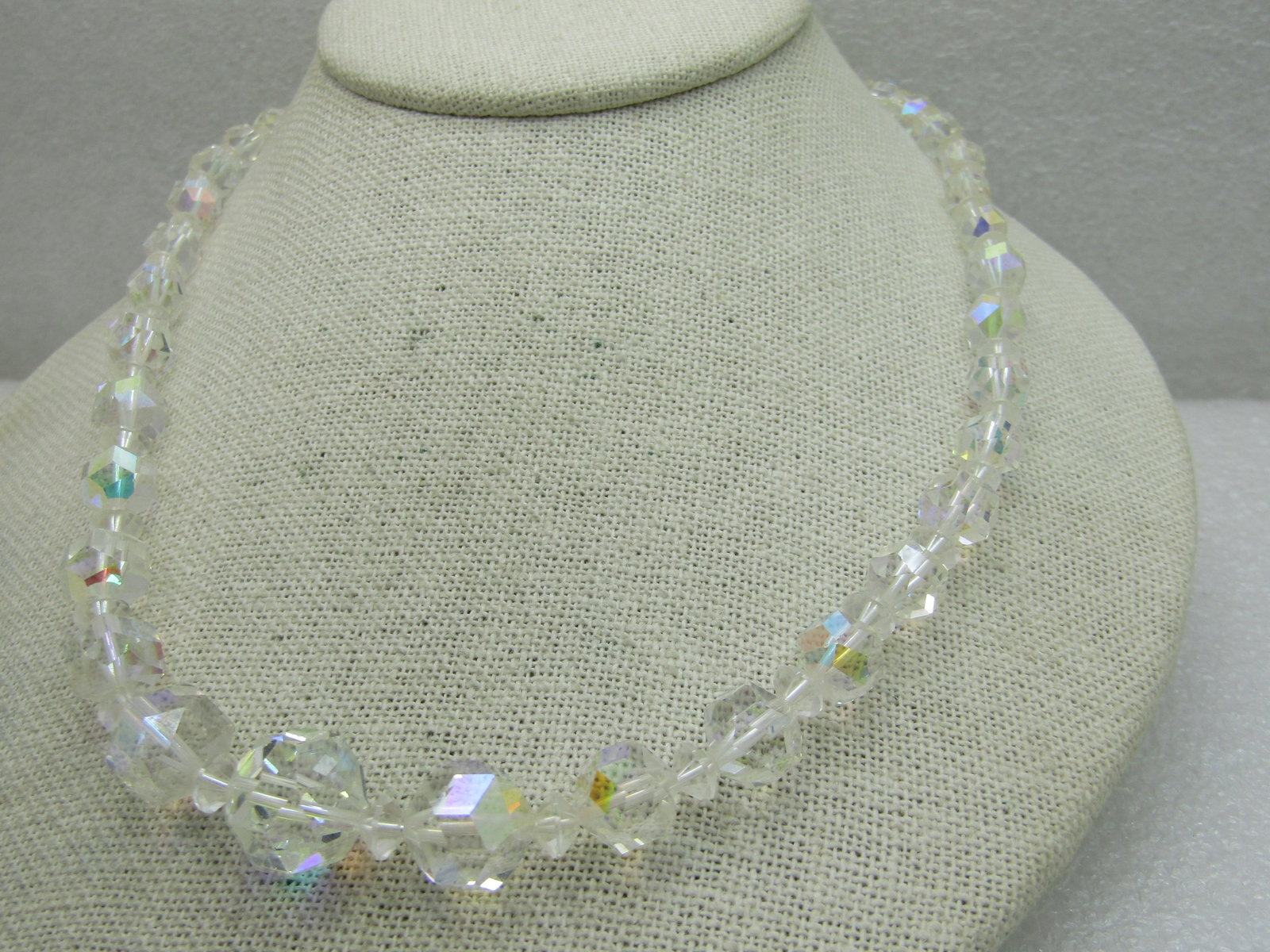Vintage Aurora Borealis Crystal Necklace, 21", Graduated Beads - 3