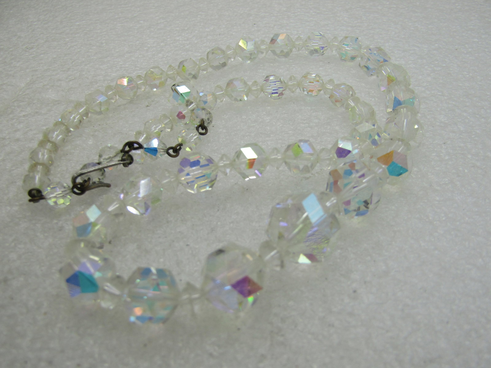 Vintage Aurora Borealis Crystal Necklace, 21", Graduated Beads - 5