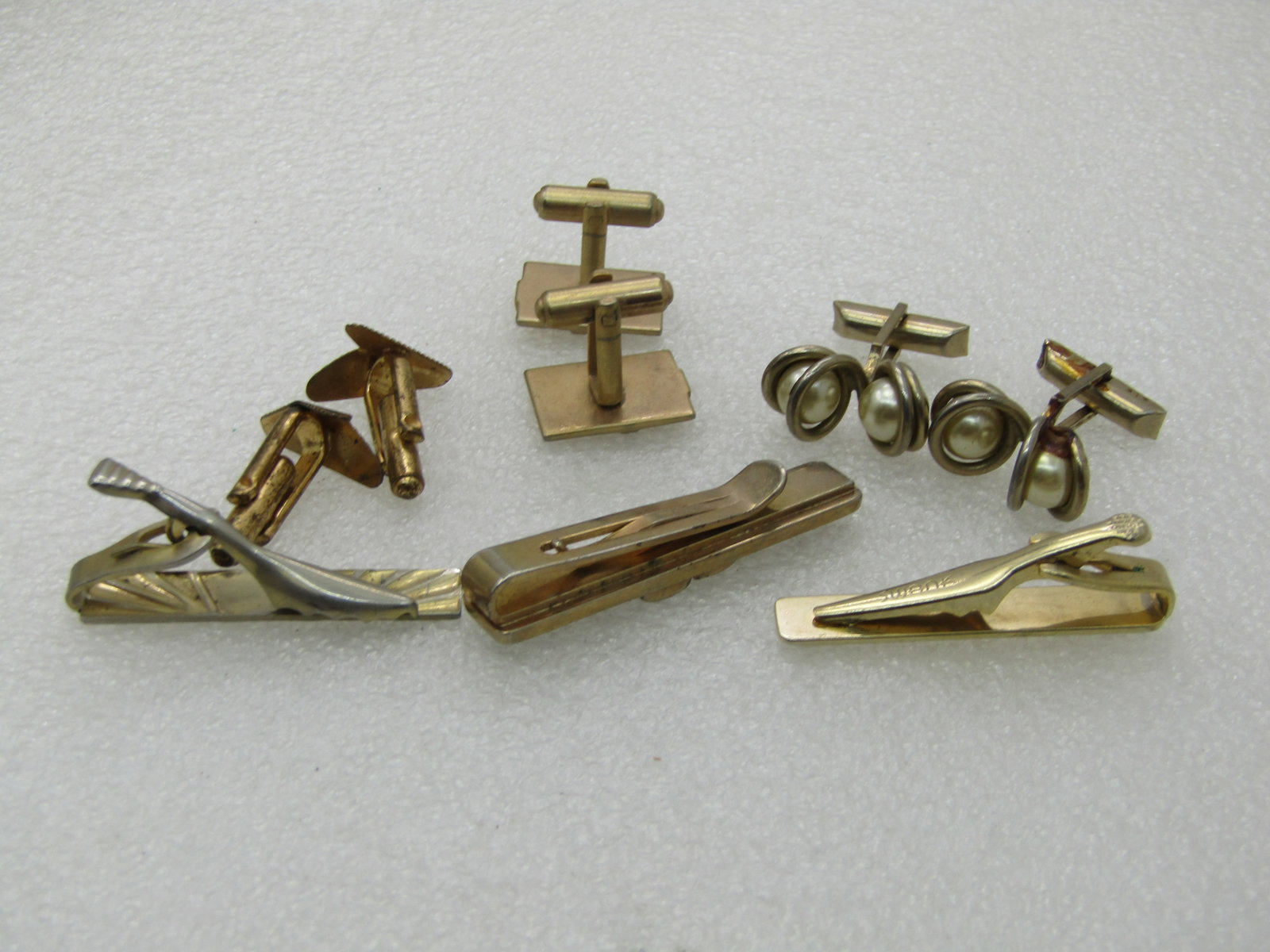 Vintage Men's Cufflinks and Tie Bar/Clasp Lot, 6 Pcs., 1950's-1960's, Some Swank. - 7